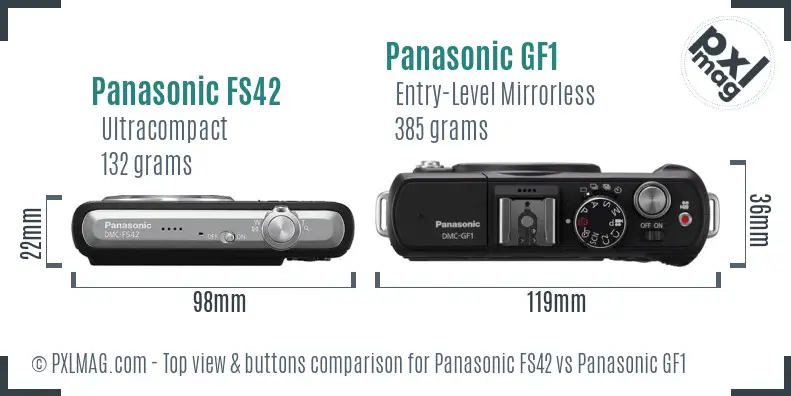 Panasonic FS42 vs Panasonic GF1 top view buttons comparison