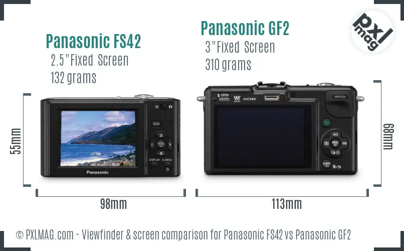Panasonic FS42 vs Panasonic GF2 Screen and Viewfinder comparison