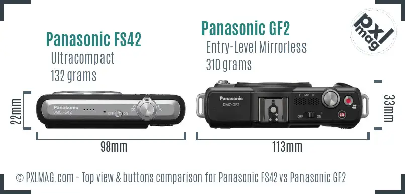 Panasonic FS42 vs Panasonic GF2 top view buttons comparison
