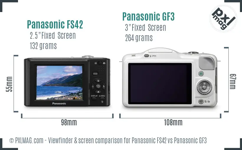 Panasonic FS42 vs Panasonic GF3 Screen and Viewfinder comparison