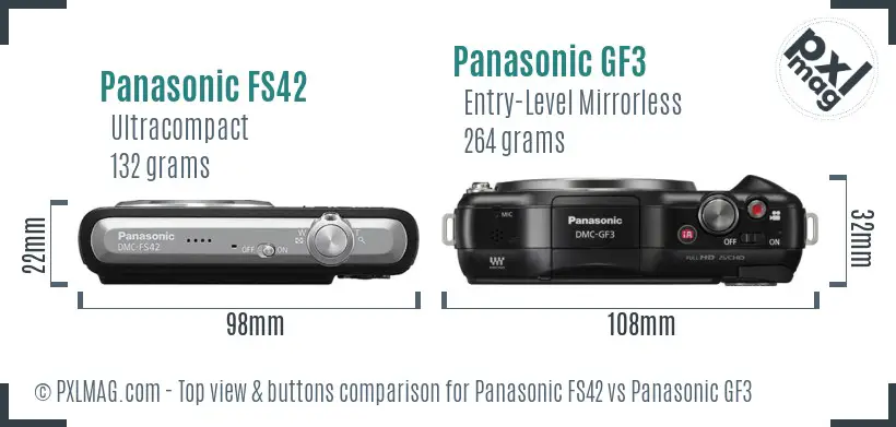 Panasonic FS42 vs Panasonic GF3 top view buttons comparison