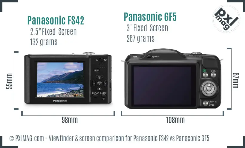 Panasonic FS42 vs Panasonic GF5 Screen and Viewfinder comparison
