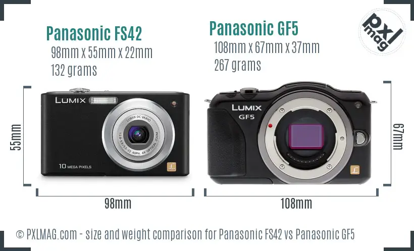 Panasonic FS42 vs Panasonic GF5 size comparison