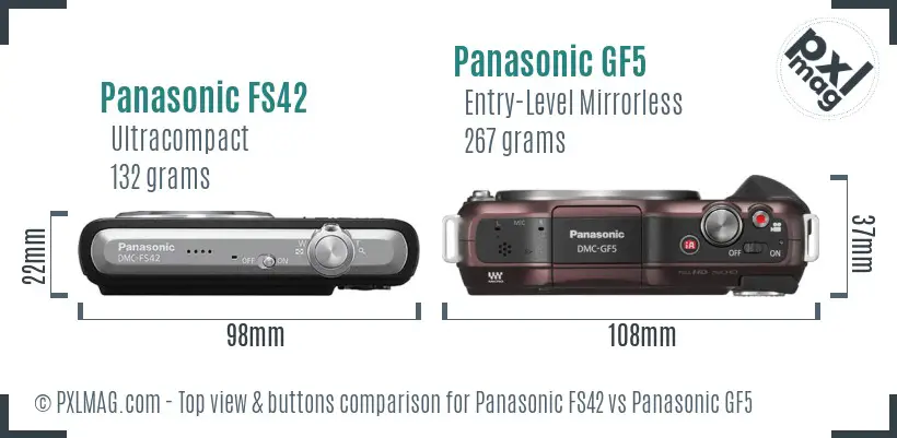 Panasonic FS42 vs Panasonic GF5 top view buttons comparison