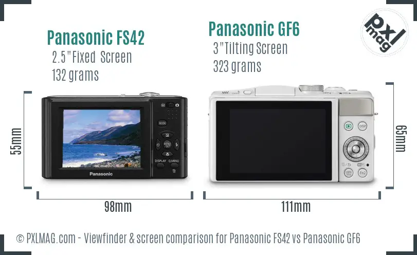 Panasonic FS42 vs Panasonic GF6 Screen and Viewfinder comparison