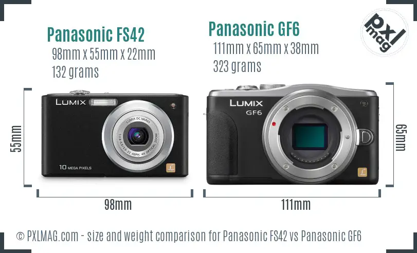 Panasonic FS42 vs Panasonic GF6 size comparison