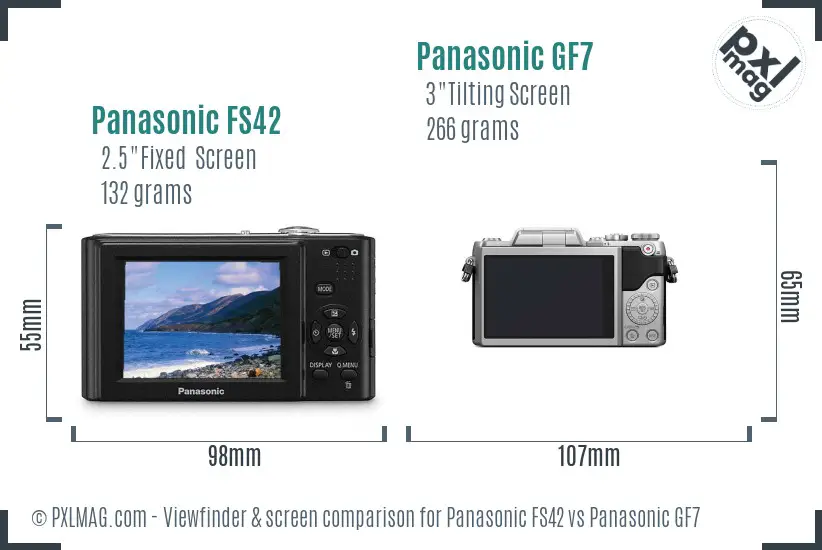 Panasonic FS42 vs Panasonic GF7 Screen and Viewfinder comparison