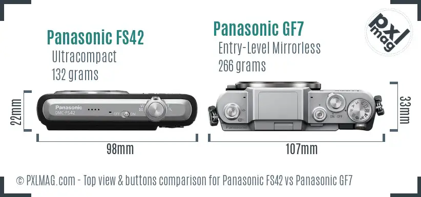 Panasonic FS42 vs Panasonic GF7 top view buttons comparison