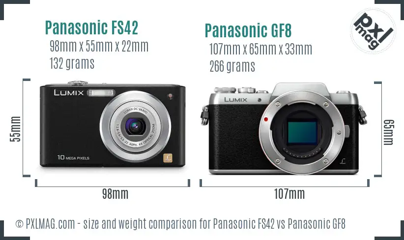 Panasonic FS42 vs Panasonic GF8 size comparison