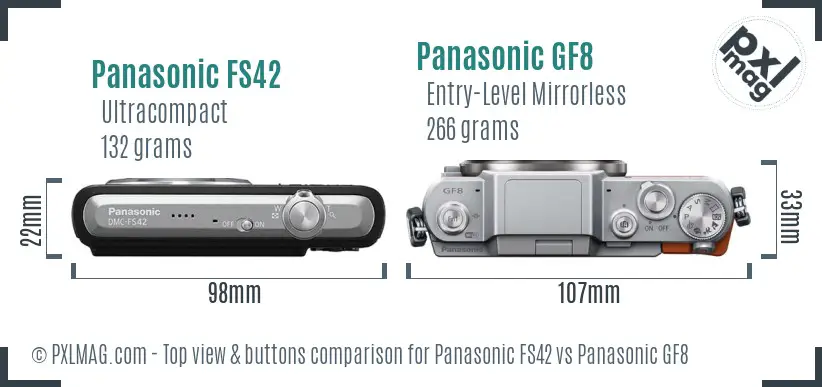 Panasonic FS42 vs Panasonic GF8 top view buttons comparison