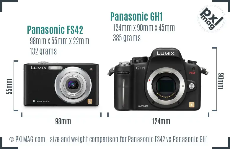 Panasonic FS42 vs Panasonic GH1 size comparison
