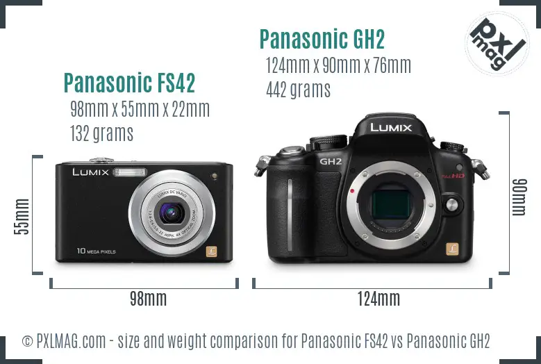 Panasonic FS42 vs Panasonic GH2 size comparison