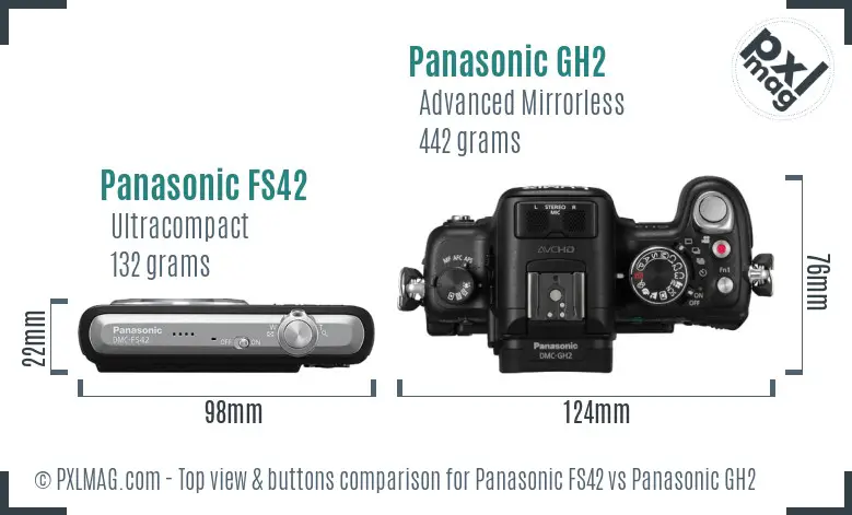 Panasonic FS42 vs Panasonic GH2 top view buttons comparison