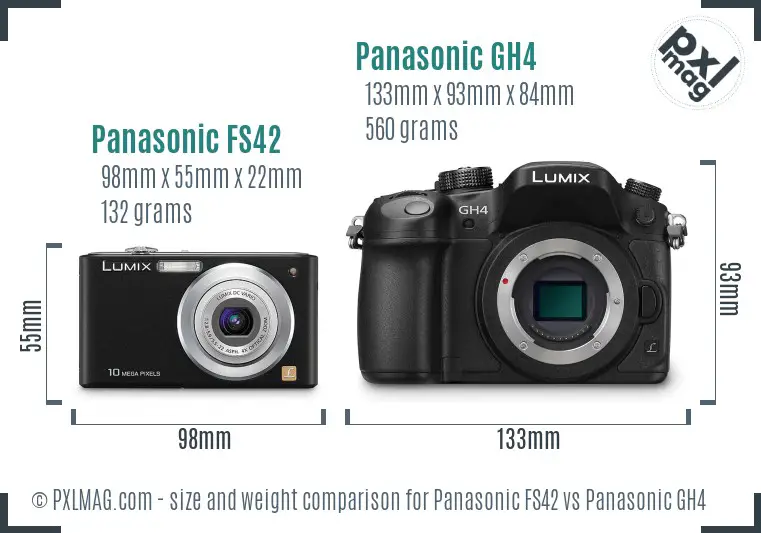 Panasonic FS42 vs Panasonic GH4 size comparison