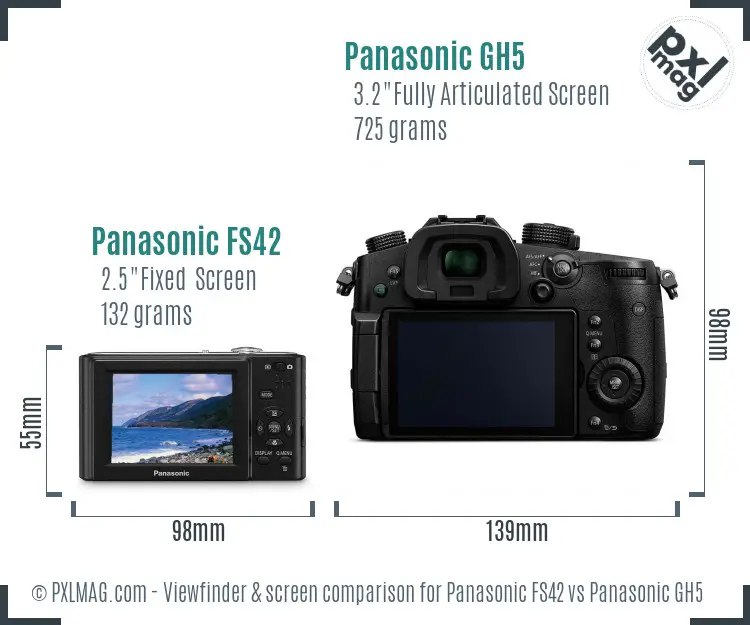 Panasonic FS42 vs Panasonic GH5 Screen and Viewfinder comparison