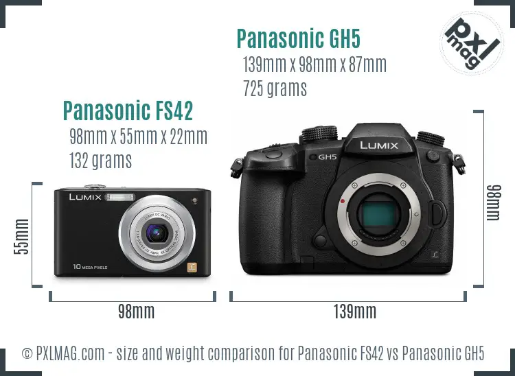 Panasonic FS42 vs Panasonic GH5 size comparison