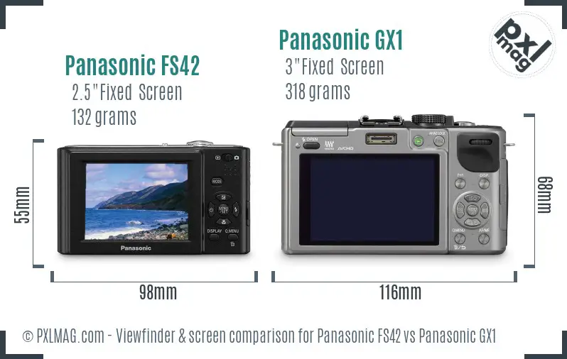 Panasonic FS42 vs Panasonic GX1 Screen and Viewfinder comparison