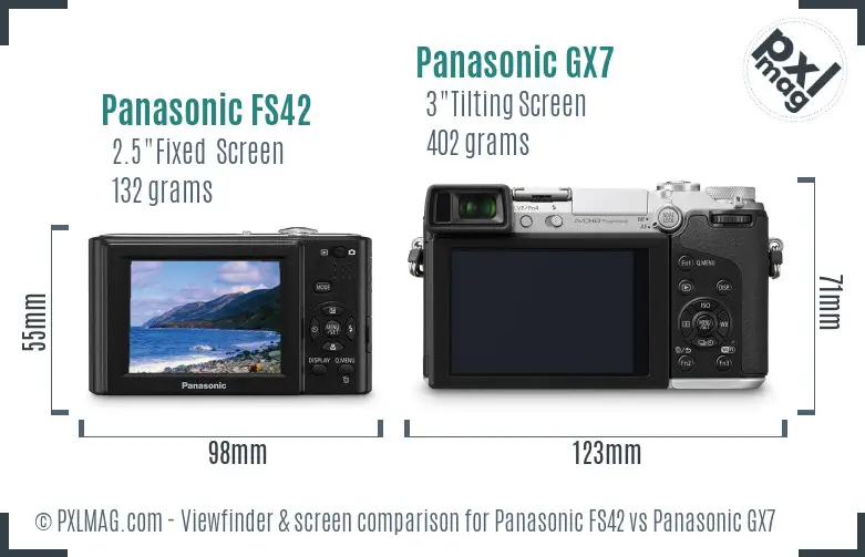 Panasonic FS42 vs Panasonic GX7 Screen and Viewfinder comparison