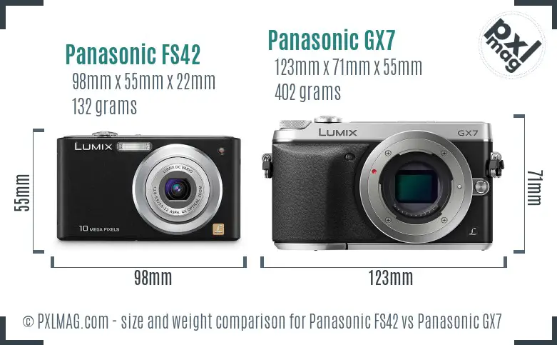 Panasonic FS42 vs Panasonic GX7 size comparison