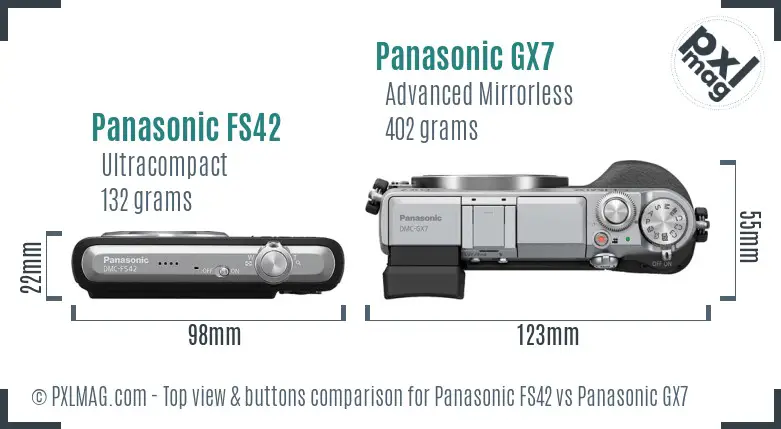 Panasonic FS42 vs Panasonic GX7 top view buttons comparison