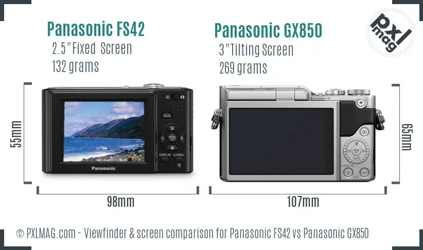 Panasonic FS42 vs Panasonic GX850 Screen and Viewfinder comparison