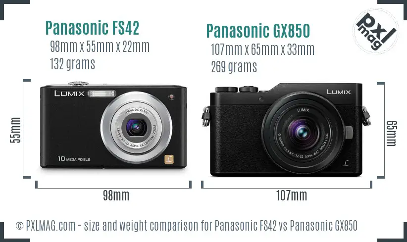Panasonic FS42 vs Panasonic GX850 size comparison