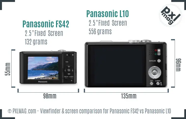 Panasonic FS42 vs Panasonic L10 Screen and Viewfinder comparison