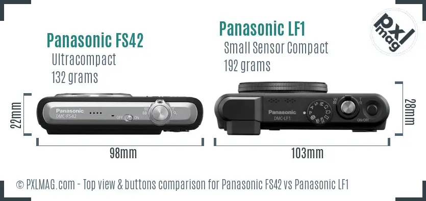 Panasonic FS42 vs Panasonic LF1 top view buttons comparison