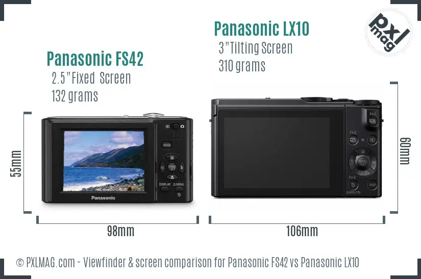 Panasonic FS42 vs Panasonic LX10 Screen and Viewfinder comparison