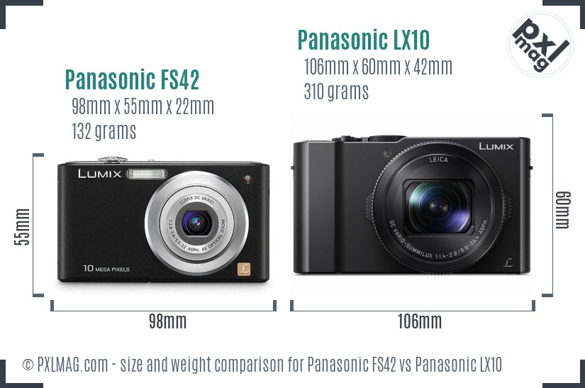 Panasonic FS42 vs Panasonic LX10 size comparison