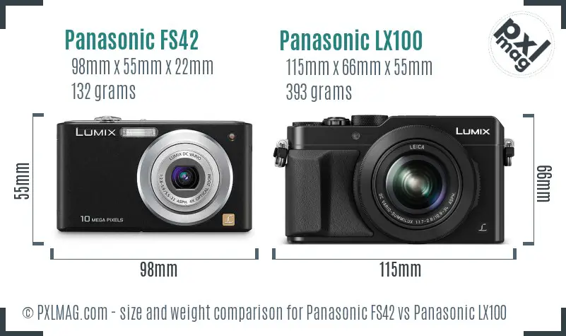 Panasonic FS42 vs Panasonic LX100 size comparison
