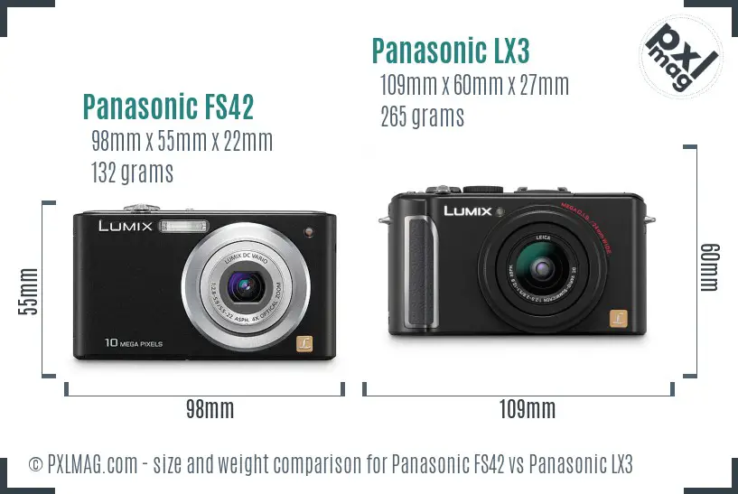 Panasonic FS42 vs Panasonic LX3 size comparison