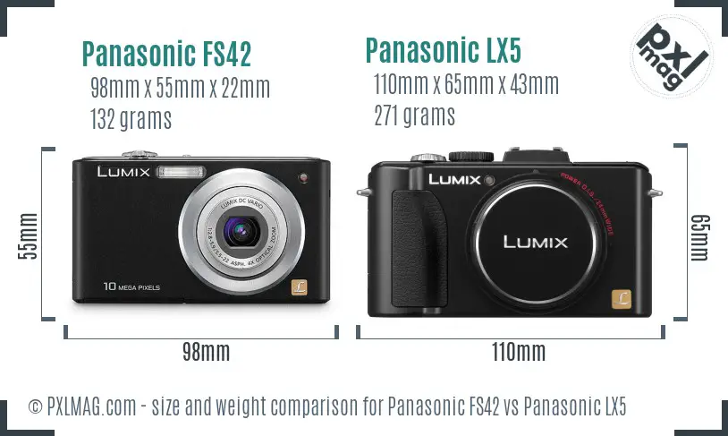 Panasonic FS42 vs Panasonic LX5 size comparison