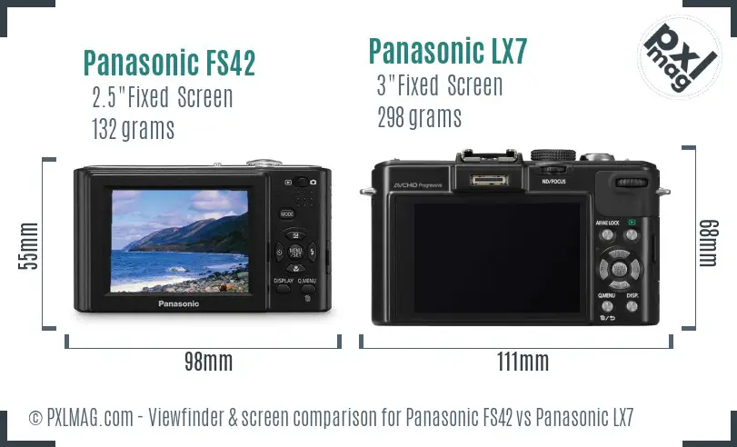 Panasonic FS42 vs Panasonic LX7 Screen and Viewfinder comparison