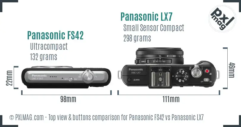 Panasonic FS42 vs Panasonic LX7 top view buttons comparison
