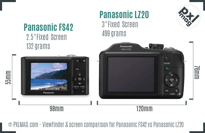 Panasonic FS42 vs Panasonic LZ20 Screen and Viewfinder comparison