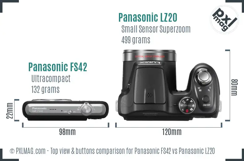 Panasonic FS42 vs Panasonic LZ20 top view buttons comparison