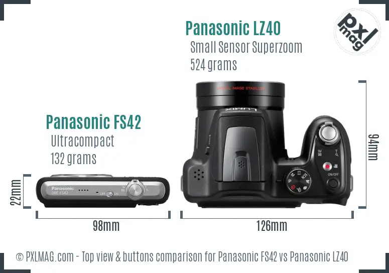 Panasonic FS42 vs Panasonic LZ40 top view buttons comparison