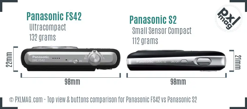 Panasonic FS42 vs Panasonic S2 top view buttons comparison