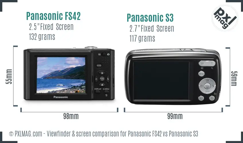 Panasonic FS42 vs Panasonic S3 Screen and Viewfinder comparison