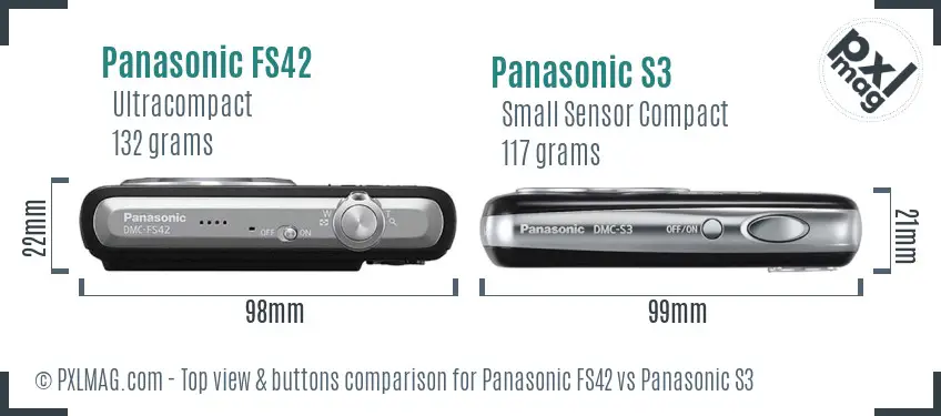 Panasonic FS42 vs Panasonic S3 top view buttons comparison