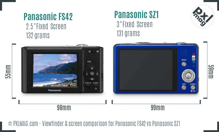 Panasonic FS42 vs Panasonic SZ1 Screen and Viewfinder comparison