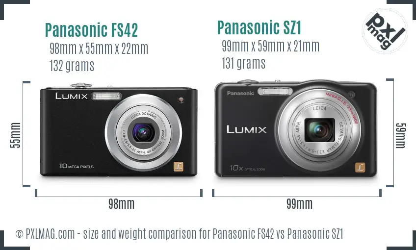 Panasonic FS42 vs Panasonic SZ1 size comparison