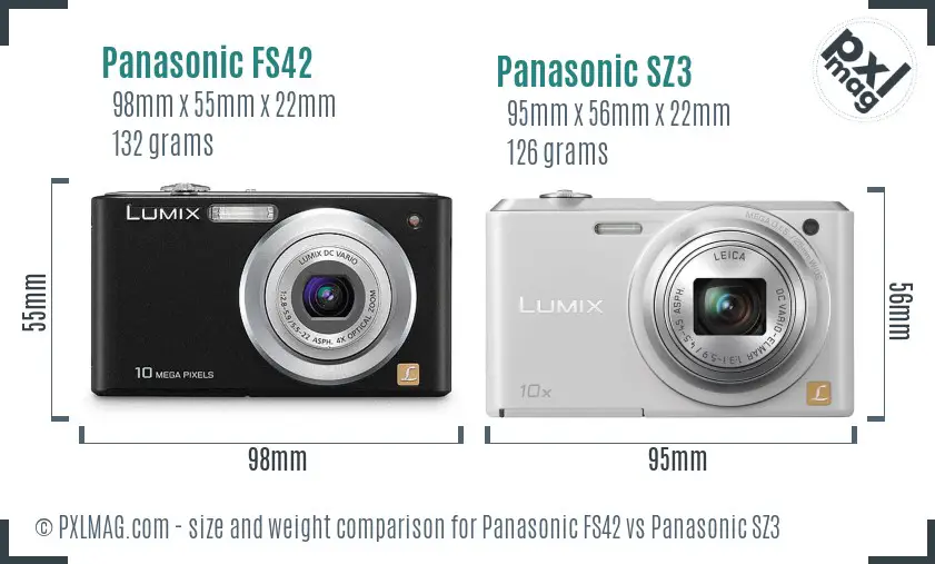 Panasonic FS42 vs Panasonic SZ3 size comparison