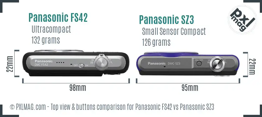 Panasonic FS42 vs Panasonic SZ3 top view buttons comparison