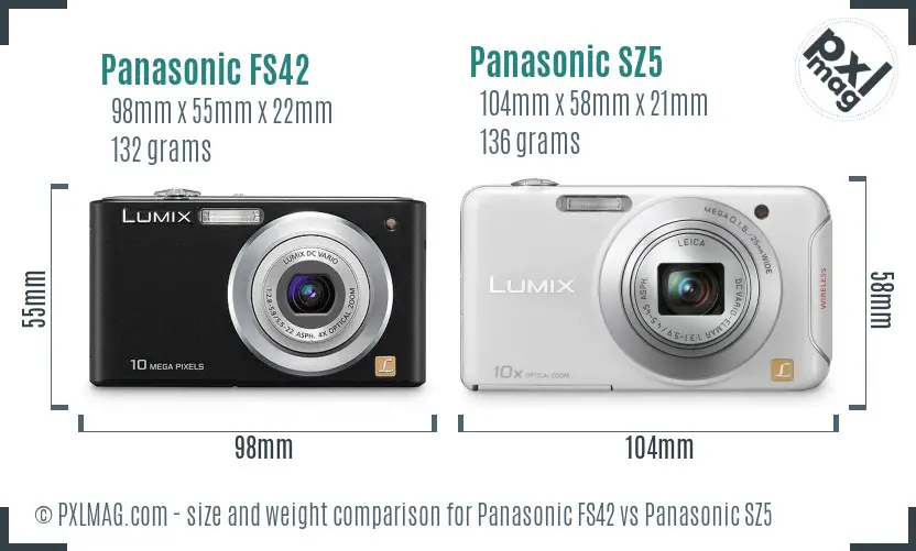 Panasonic FS42 vs Panasonic SZ5 size comparison