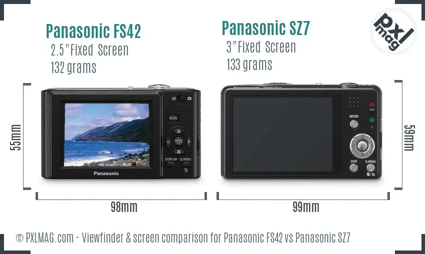 Panasonic FS42 vs Panasonic SZ7 Screen and Viewfinder comparison