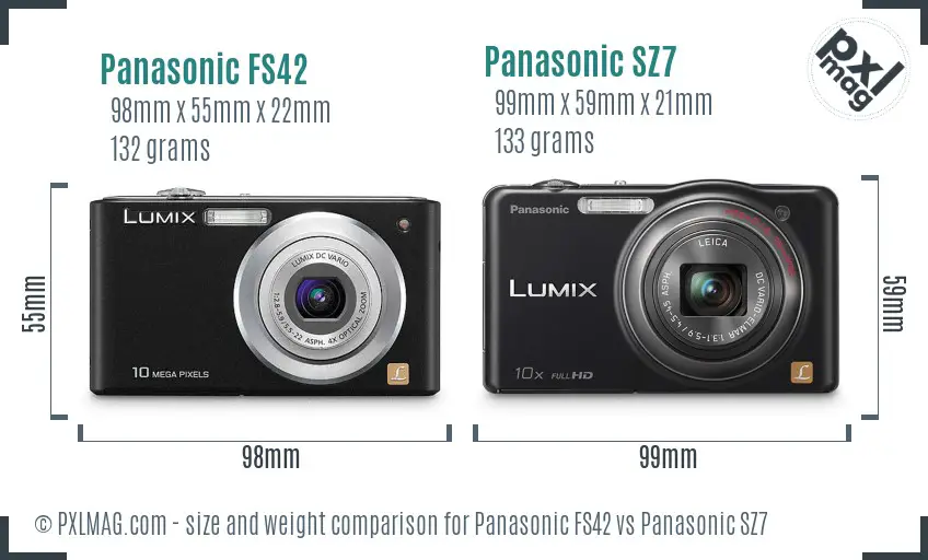 Panasonic FS42 vs Panasonic SZ7 size comparison