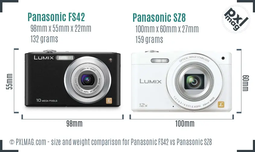 Panasonic FS42 vs Panasonic SZ8 size comparison