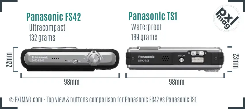 Panasonic FS42 vs Panasonic TS1 top view buttons comparison